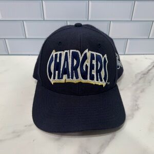 Vintage 90s San Diego Chargers Blockhead Wool Snap Back Hat Side Logo